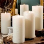 4 Packs Beeswax Candles – 180 Hours Long Burning, 2.8x6in Hand-Rolled White Beeswax Pillar Candles, Handmade Pure Bees Wax Honeycomb Bees Wax Candle for Prayer, Unscented Candles (2.8×6 in)