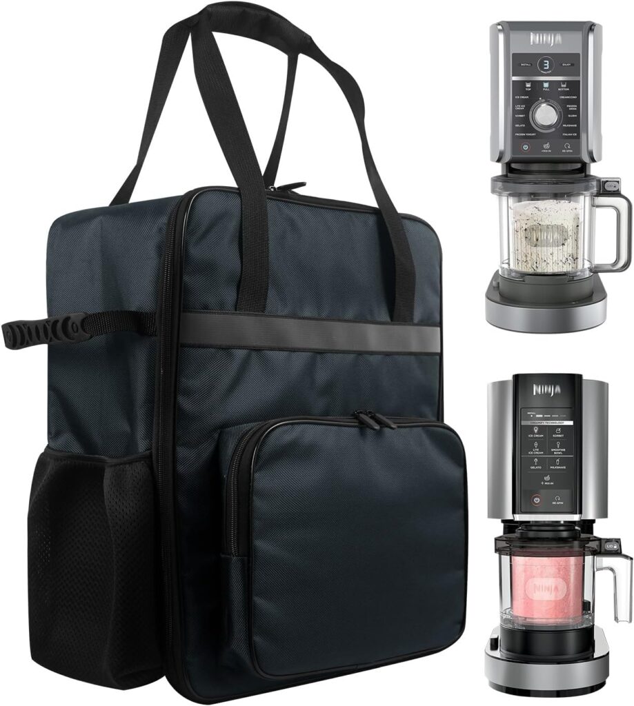 Ice Cream Maker Carrying Bag Sorbet Maker Travel Case Heavy duty 1680D Oxford Storage Bag for Ninja CREAMi Deluxe Ice Cream NC501/NC301/NC300/NC299AMZ