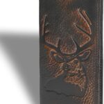 DK86 Deer Long Wallet For Men Full Grain Leather with Hand Burnished Rfid Blocking Rodeo Wallet Bifold Wallet Deer Wallet, Black and Orange