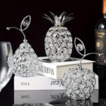 Set of 3 Crystal Metal Pineapple Pear Table Centerpiece Handmade Crystal Candlestick Hollow Fruit Ornament Home Party Wedding Holiday Bar Decoration (Silver, Set of 3)