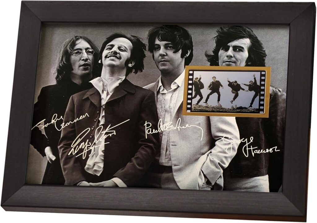 veratwo Signed The Beatles Poster Framed Photo Gift 8×6 Inches,with 1x 35mm Twist and Shout Film Display,Cool Beatles Memorabilia Gifts for Birthday/Mother’s Day/Christmas