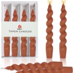 7.5 Inch Taper Candles Candle Sticks Handmade Set of 4 Smokeless Long Candles Unscented Tapered Candle for Thanksgiving Day Home Decoration(Orange Brown)