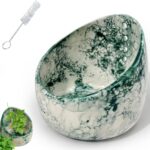 Handmade Ceramic Herb Stripper Bowl – Pottery Leaf Peeling Tool for Herbs & Greens, Multifunction Kitchen Gadget for Quick Herb Stripping & Grinding (Jade Green)