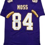 Autographed/Signed Randy Moss Minnesota Purple Football Jersey JSA COA