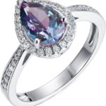 Color Change Alexandrite Ring 925 Sterling Silver June Birthstone Oval Kite Round Pear Shape Halo Cocktail Statement Engagement Ring Vintage Solitaire Three Stone Trilogy Lab Created Alexandrite Rings for Women