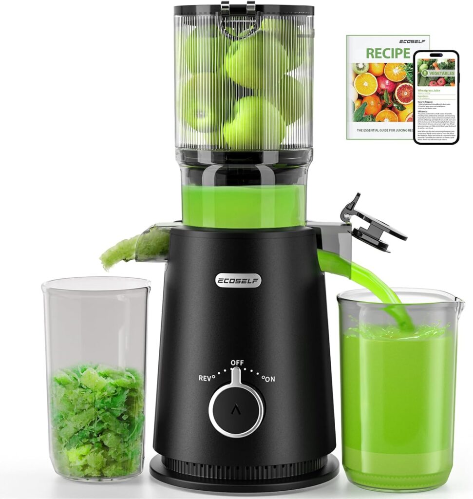 Juicer Machines Easy to Clean, with Wide Mouth & Large Feed Chute, Cold Press Juicer For Whole Fruits & Vegetables, Slow Masticating Self Feeding for Juice Extractor Machine, High Juice Yield