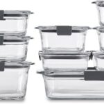 Rubbermaid Brilliance Glass Food Storage Containers, Assorted Sizes, Set of 9, BPA-Free, Leak-Proof, Clear