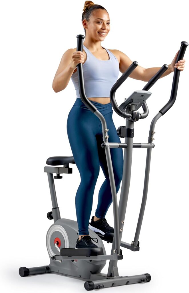 Sunny Health & Fitness Essential Smart 2-in-1 Cross Trainer Elliptical Bike, Magnetic Training Machine for Adult/Seniors Home Gym Cardio Exercises, Free SunnyFit App Bluetooth Connection – SF-E322004