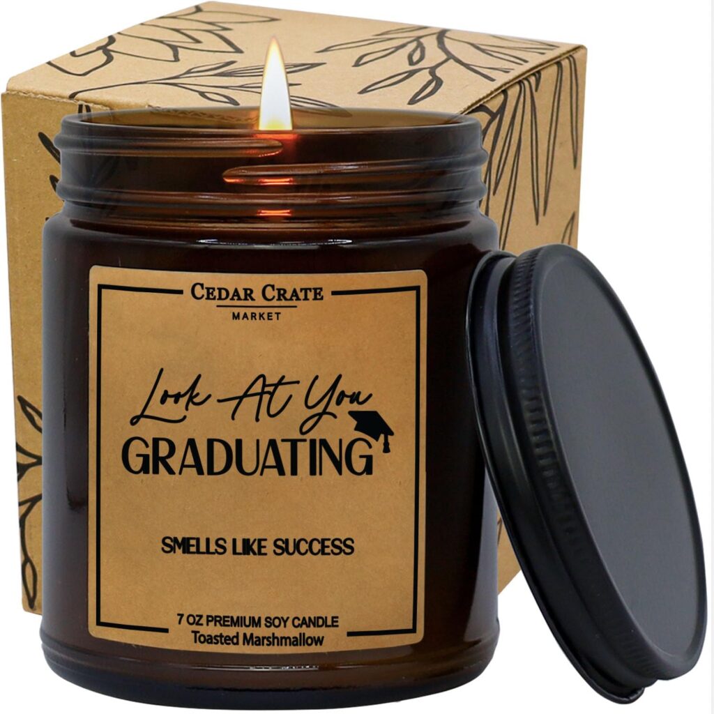 Graduation Gifts 2025 High School College | Funny Graduation Birthday Gift | Proud of You Gifts | Congratulations Presents for Women Men | Handmade in USA | Bamboo + Cypress Scented Candle | 100% Soy