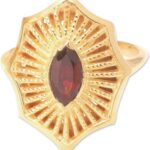 NOVICA Artisan Handmade 18k Gold Plated Garnet Cocktail Ring Silver Indonesia Gemstone Birthstone ‘Web Magic’