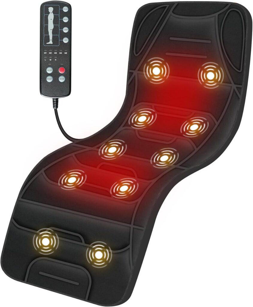 COMFIER Full Body Massage Mat Pad, Heating Vibrating Massage Chair Pad with 10 Vibration Motors, 5 Massage Modes and Auto Shut Off, Gift for Men Women