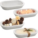 Royxen 4 Pack Dough Bowl for Candle, Wooden Dough Bowls Paulownia, Rustic Bowl Vintage, Bowls for Candle, 9.5 x 5.5 Inch, White