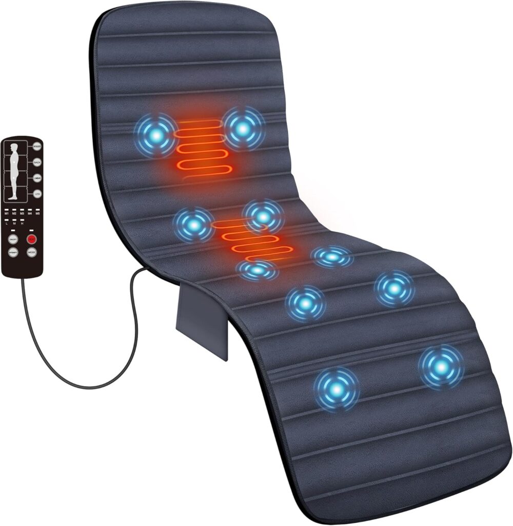 COMFIER Full Body Massage Mat Pad with Heat, Chair Pad with 10 Vibration Motors & 2 Therapy Heating Pad with Auto Shut Off, Heated Massage Mattress Pad for Back