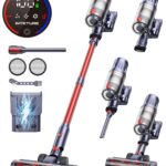 Cordless Vacuum Cleaner, 600W 50Kpa 65Mins Vacuum Cleaners for Home, Stick Vacuum with Self-Standing, Touch Screen, Vacuum Cleaner with Charging Station for Hard Floor Carpet Car Pet