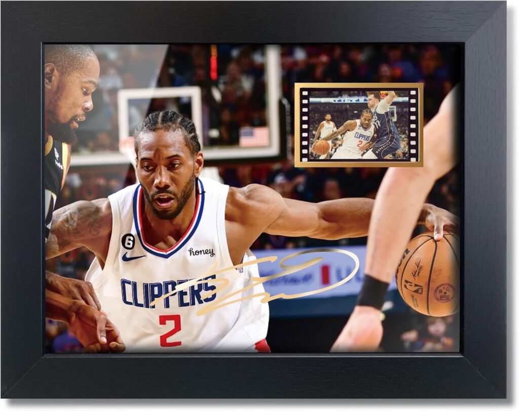 sufenvera Basketball Fans Poster – Print Signed Kawhi Leonard Framed Mini Film Photo Display 8×6 Inches,Birthday Christmas Gifts for Family/Friends
