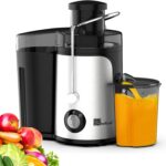 Juicer Machine, 600W Centrifugal Juice Extractor with 3” Wide Feed Chute, BPA-Free, Easy to Clean, Stainless Steel, Includes Cleaning Brush (Black)