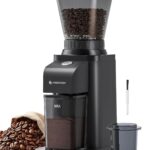 Anti-Static Espresso Grinder with Self-Cleaning Burr, 48 Precise Settings, Coffee Grinder for Home Use, Coffee Bean Grinder with Storage Box & Dosing Cup, Less Mess, More Flavor,Black