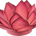 Om Gallery Capiz Shell Lotus Flower Decor Tealight Candle Holder for Serene Ambiance – Handmade Decorative Candle Holders for Meditation, Yoga, and Relaxation, Flamingo