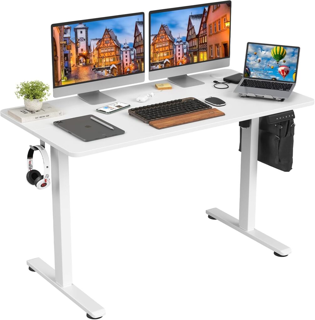 STARY Electric Standing Desk Adjustable Height Sit Stand Home Office Desk with Splice Board