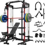 Mikolo Power Cage, 2000LB Power Rack with Independent Dual Pulley System, Multi-Function Home Gym Workout Machine for Cable Crossover