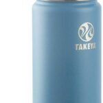 Takeya Actives Water Bottle with Straw Lid – Durable & Easy-Care Water Bottle with Stainless Steel Insulation – BPA-Free Lid with Carry Handle & Straw – Dishwasher-Safe – 18 oz, Bluestone