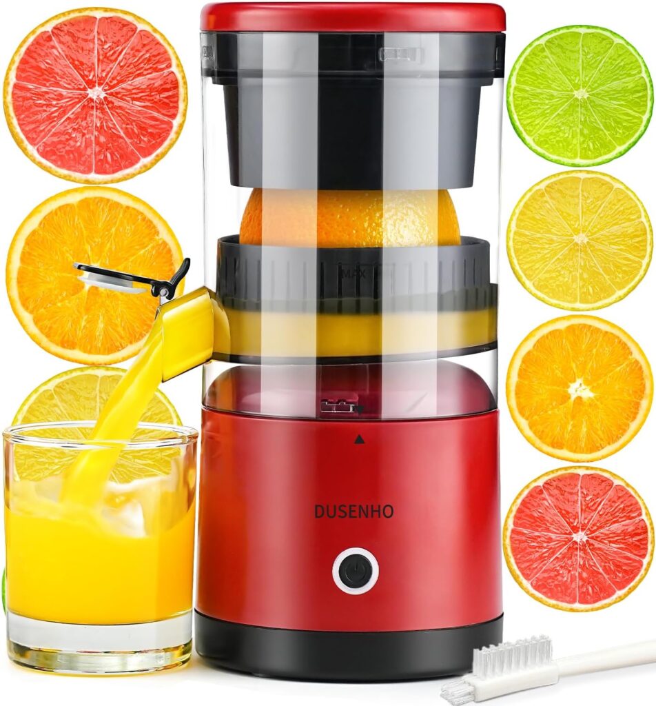 Electric Citrus Juicer Rechargeable – Electric Juicer Machines with USB and Cleaning Brush Portable Compact Juicer for Orange, Lemon, Limes