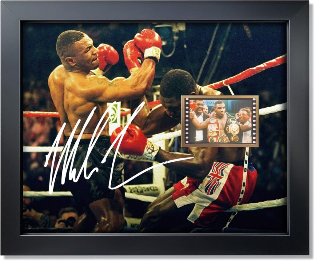 sufenvera Signed Mike Tyson Boxing Fan Photo Gifts 10×8 Inch,Mike Tyson Memorabilia Film Picture Framed Poster Decor