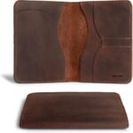 Hide & Drink, Double Passport Cover with Slots for Bills and Keys, Rustic Case, ID Organizer, Full Grain Leather, Handmade Accessories, Bourbon Brown