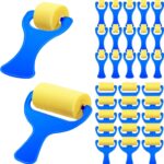 Tenceur 30 Pcs 3″and 1″ Foam Paint Brushes for Kids Foam Paint Roller Small Sponge Roller with Blue Handle for Young Artists, Reusable & Washable Early Educational Supply for Crafts, Graffiti, DIY Art