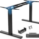 Huuger Dual Motor Electric Standing Desk Frame, Sit Stand up Desk Leg for 47.2” to 86.6” Desktop, Computer Desk Leg with Cable Tray, 3 Memory Height Presets, 2 Hooks, Black Frame Only