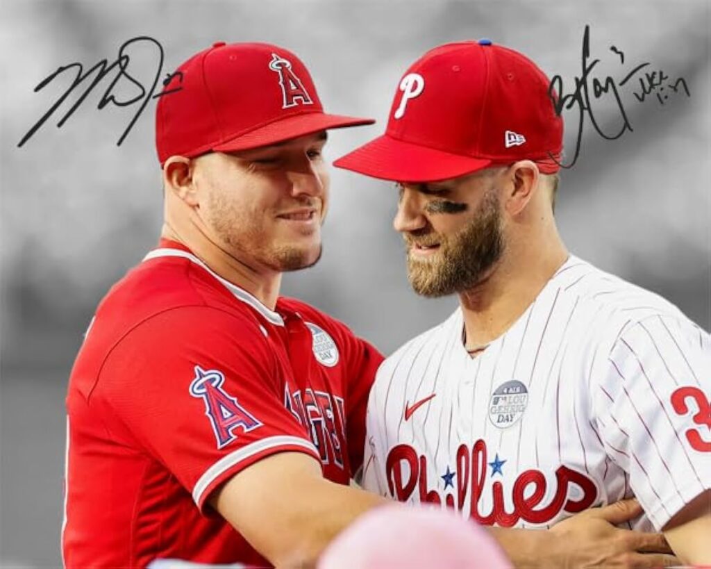 Ikonic Fotohaus Mike Trout Bryce Harper Signed Photo Autograph Print Wall Art Home Decor
