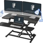 FLEXISPOT 35in Standing Desk Converter Height Adjustable Sit to Stand up Desk Riser Computer Workstation with Keyboard Tray Wide 2-Tier Desktop Black