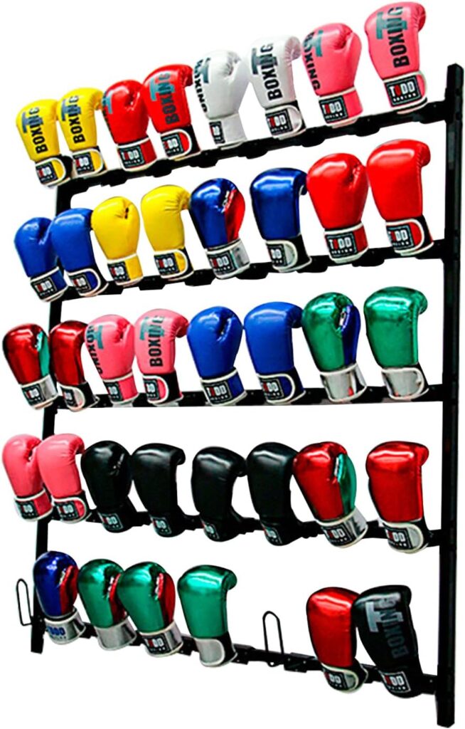 Boxing Glove Storage Showshelves Rack Wall Mount Dryer Holds 20 Pairs, Boxing Glove Storage Garage, Hang Up Boxing Gloves to Dry Out