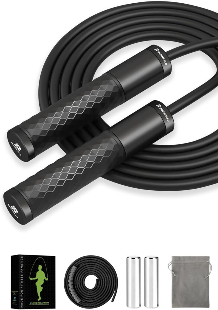 Weighted Jump Rope for Men, Women (1.5LB) – Alloy Steel Handles, Speed Skipping Rope, Gym,Indoor/Outdoor – Fitness, Workout, Boxing – Solid PVC & Cotton Rope