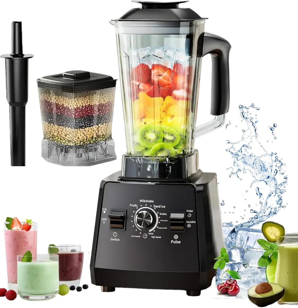 Professional Smoothie Blender,High Speed Countertop Smoothie Maker with 65oz BPA-Free Jar, 8 Stainless Steel Blades,Variable Speed – Ideal for Smoothies, Shakes, Nuts, Frozen Fruits, and More