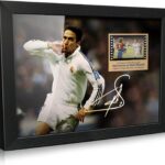 ORIMAMI Signed Raul Soccer Wooden Framed Photo Poster,with 2008 Season Film Display,Cool Collectible Gifts for Real Madrid Fans – 8×6 Inches