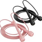 2 Pack Jump Rope for Fitness, Speed Rope Skipping Rope for Men, Kids and Women, Jumping Rope for Workout, Tangle-Free PVC Long Jump Rope Set, Adjustable Exercise Jumping Rope Boxing for Adult