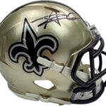 Autographed/Signed Alvin Kamara New Orleans Saints Football Mini Helmet Beckett BAS COA