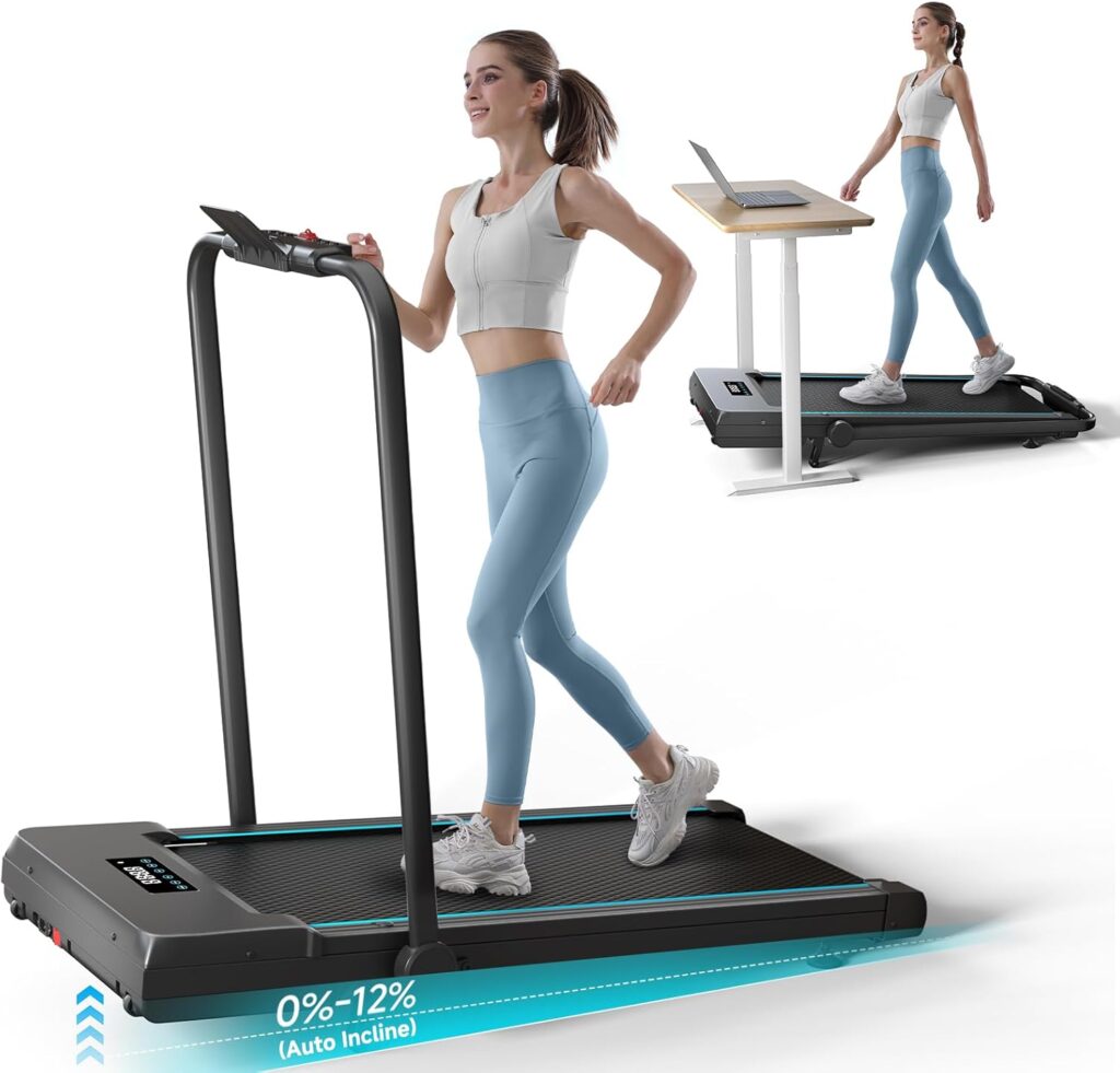 Walking Pad with Auto Incline, Under Desk Folding Treadmill with Remote Control and LED Display for Home Office, 3HP Portable Walking Jogging Running Machine, 300 LB Capacity