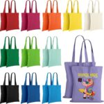 Lzerking Canvas Tote Bag Bulk 24 Pack Colored Canvas Bag for Gift, 13×15 Inches 12oz Heavy Duty Medium Reusable Blank Cloth Bags for Painting, Heat Transfer Vinyl