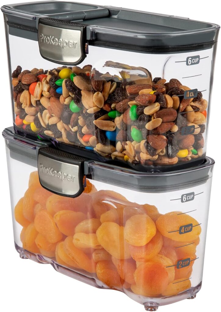 Progressive International ProKeeper+ Clear Plastic Airtight Food Baker’s Kitchen Storage Organization Container Canister Set with Magnetic Accessories, 2- Piece Set (Cereal 1.5-Quart)