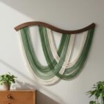 Mindsoft Tie-dye Macrame Wall Hanging Boho Tapestry Neutral Modern Green Handmade Fiber Dip Dye Yarn Wall Art for Headboard Bedroom Living Room Boho Fiber Home Apartment Decor, 31.5″ x 23.6″