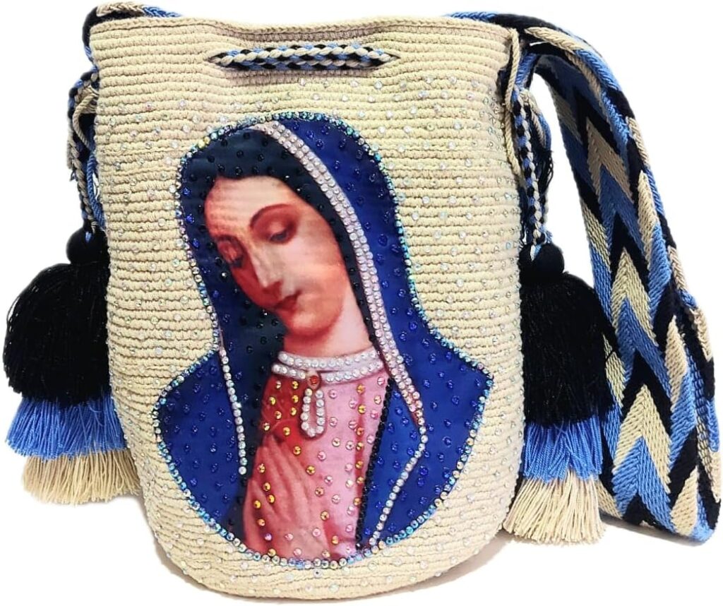 Handmade Wayuu with Beaded Decoration Tote Bag, Woven Mochila, Colombian Tribal Bag, Beach Bag