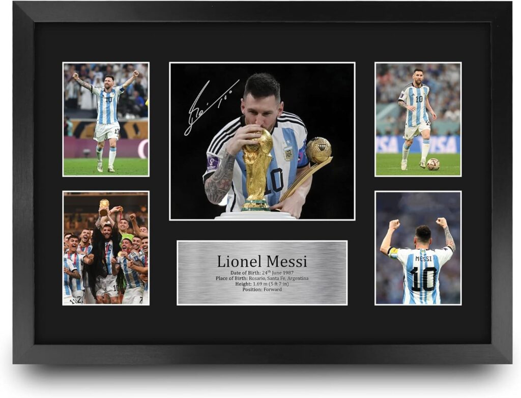 HWC Trading Lionel Messi Argentina 16 x 12 inch (A3) Printed Gifts Signed Autograph Picture for Football Fans and Supporters – 16″ x 12″ Framed