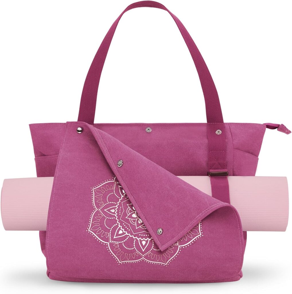 Gonex Yoga Mat Bag, Yoga Gym Bag Tote Bag with Multi Pockets For Women Men, Canvas Yoga Mat Carrier Take in Out Mat Easily For Pilates Travel Workout Office