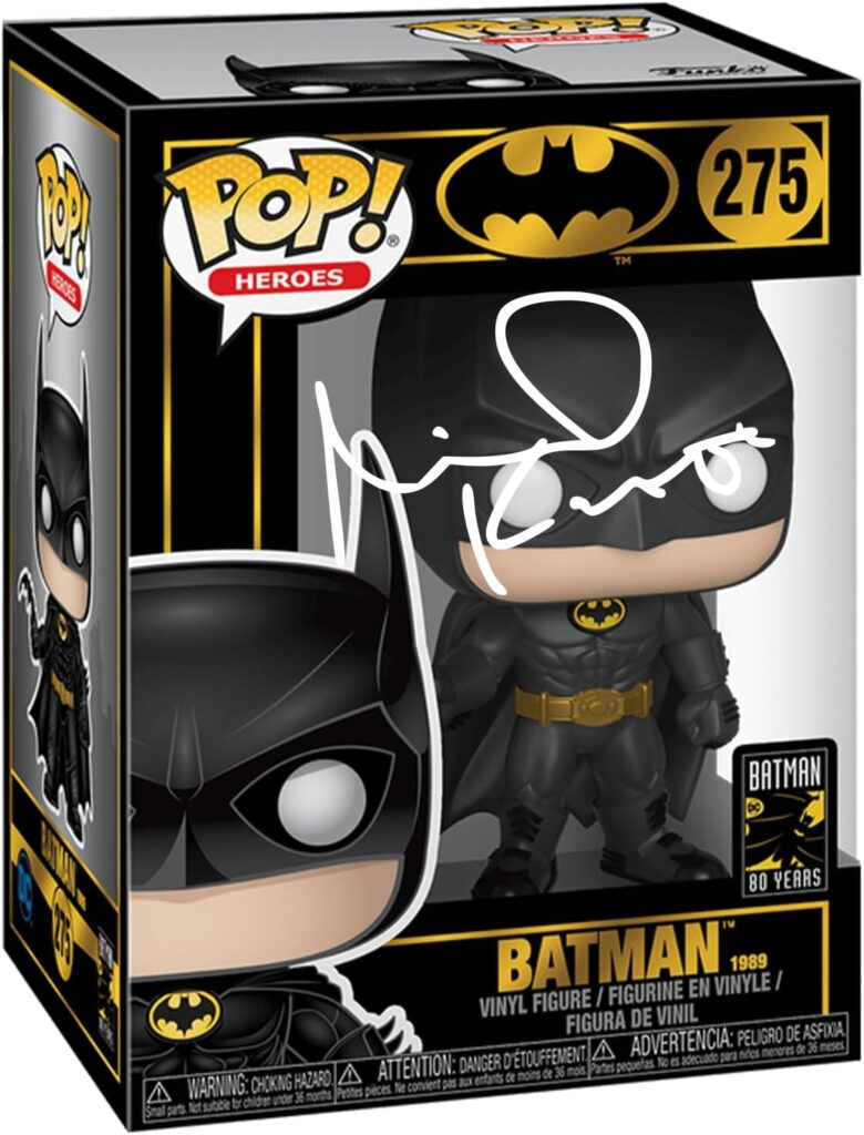 Michael Keaton Batman 1989#275 Facsimile Signed Reprint Laser Autographed Funko POP! Movies Figurine with Protector Case