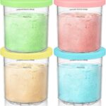 FIRJOY Replacement Pints and Lids 16 oz. Containers, Compatible with Ninja Creami NC301 NC300 NC299AMZ Series (4 Pack – Green, Pink, Yellow, Blue)