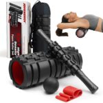 5 in 1 Foam Roller Set High Density Foam Roller Patented, Massage Stick, Massage Ball, Resistance Band for Deep Muscle Massage Pilates Yoga, Fitness for Trigger Point Release
