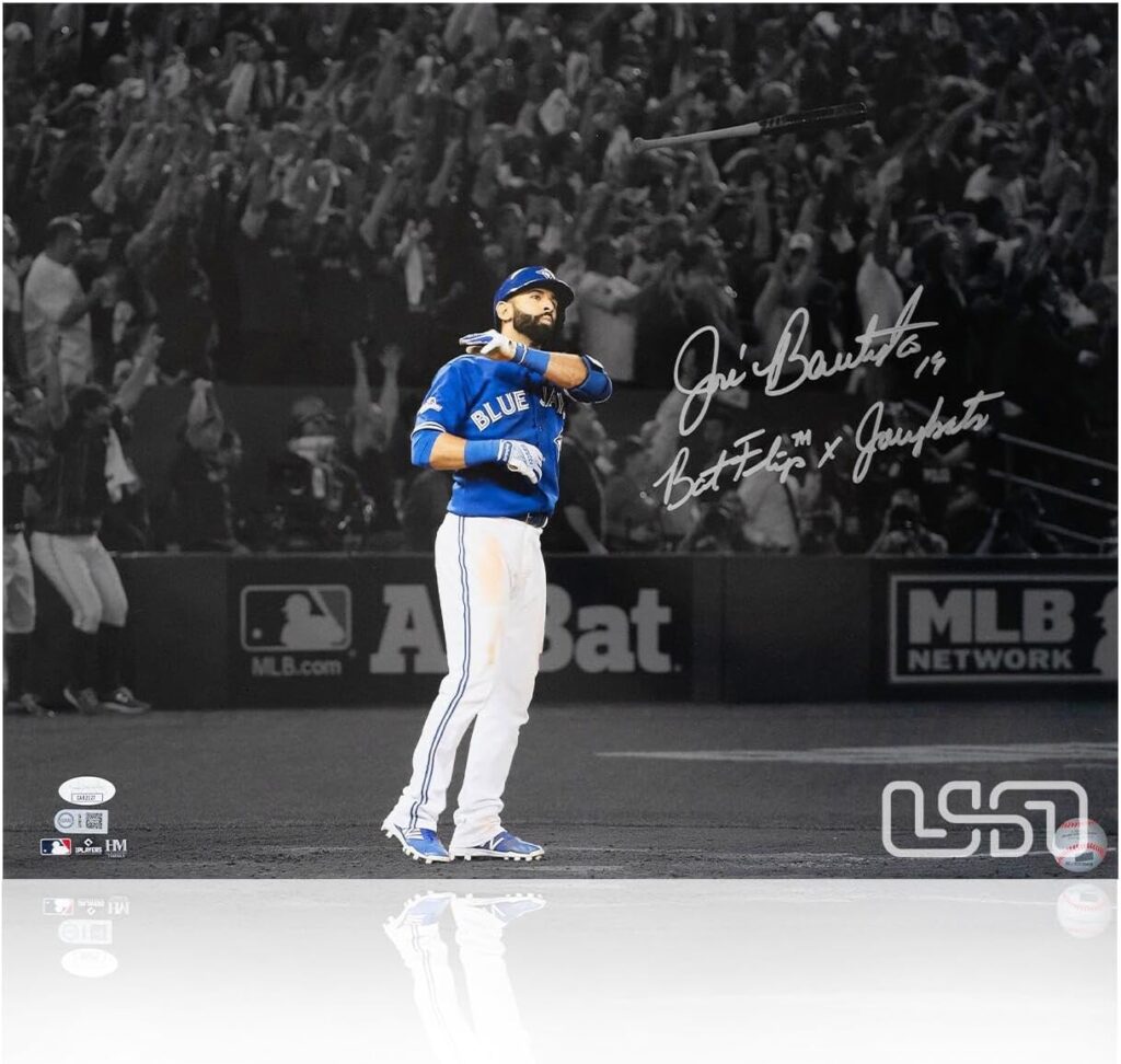 Jose Bautista Signed “Bat Flip™ x Joeybats” 16×20 Photograph Photo USA SM JSA – Autographed MLB Photos
