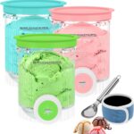 3 Pack Pints & Lids for Ninja Swirl Ice Cream for Ninja NC700 Series, NC701, Compatible with Ninja Swirl Ice Cream & Soft Serve Makers, BPA-Free, Dishwasher-safe, with cup sleeve + ice cream scoop